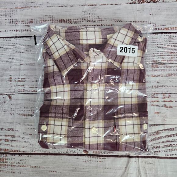 Levis Men Flannel L Burgundy Tan Check Soft Cotton Blend Casual Gorpcore Outdoor - Picture 10 of 10